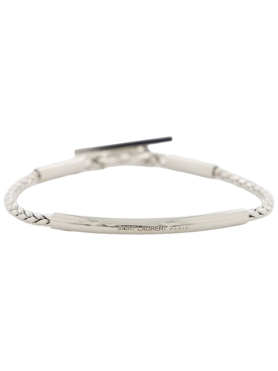 Saint Laurent Men's Bracelet with Chain Spiga Tubo Silver, view 3