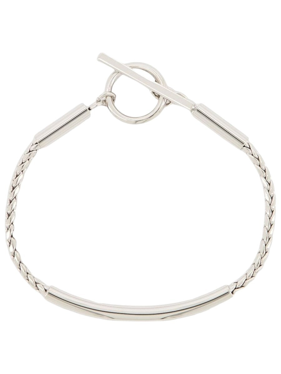 Saint Laurent Men's Bracelet with Chain Spiga Tubo Silver