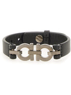 Ferragamo Men's Bracelet with Doppio Gancini Black