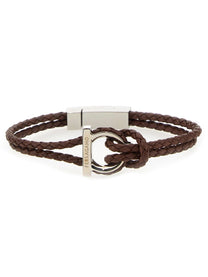 Ferragamo Men's Bracciale Gancini Brown