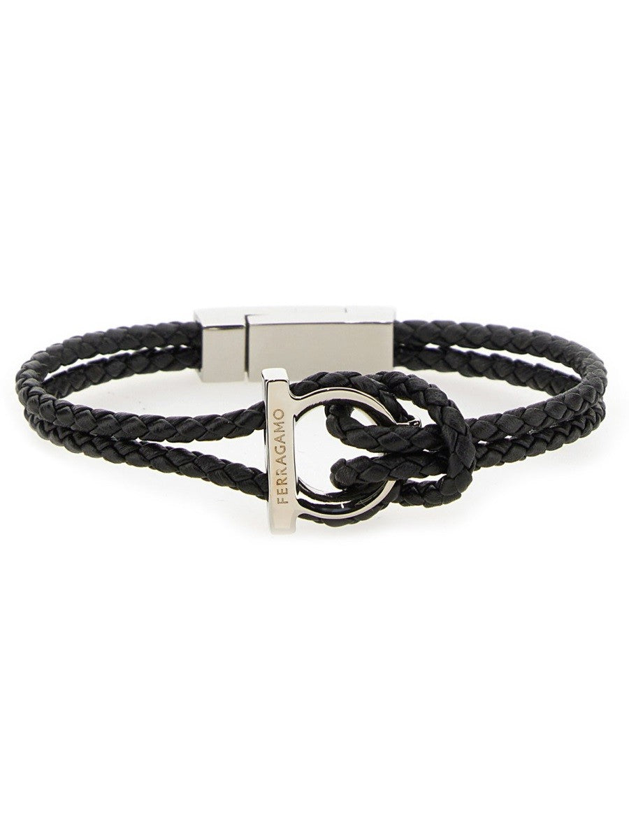 Ferragamo Men's Bracciale Gancini Black