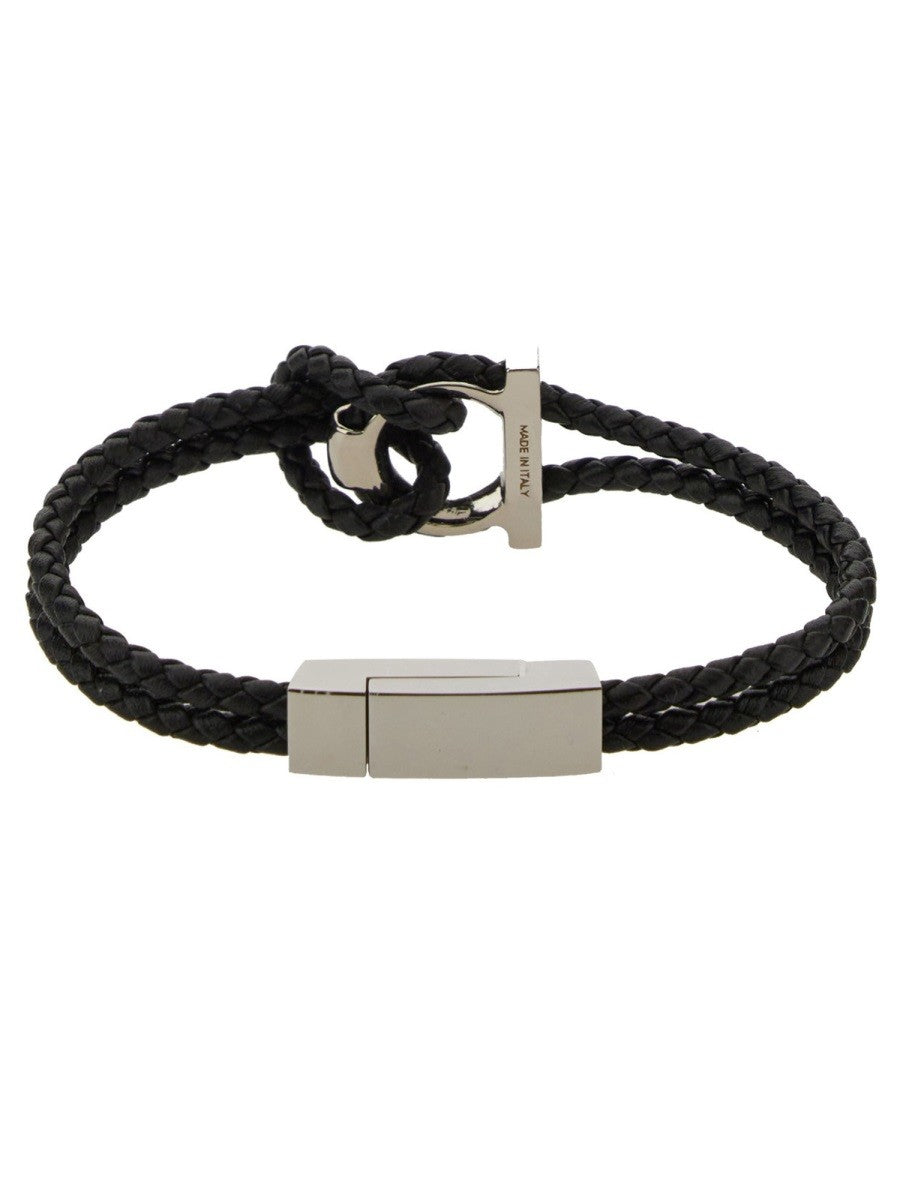 Ferragamo Men's Bracciale Gancini Black