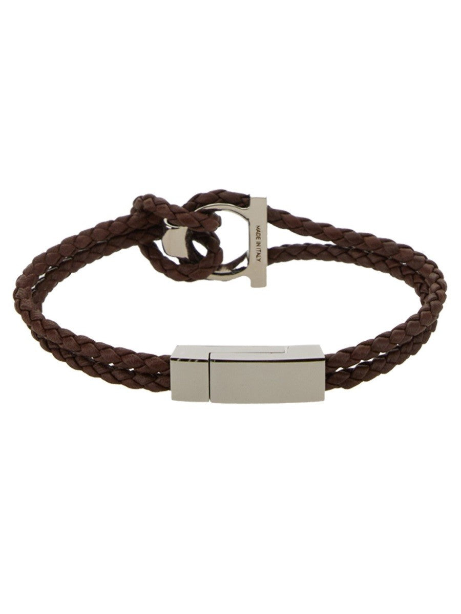 Ferragamo Men's Bracciale Gancini Brown
