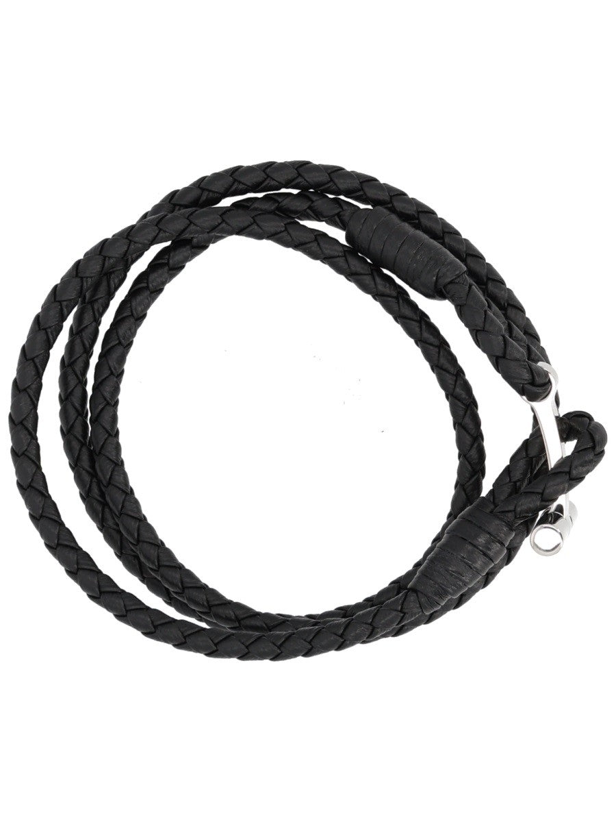 Tom Ford Men's Bracciale in Pelle Intrecciata Black