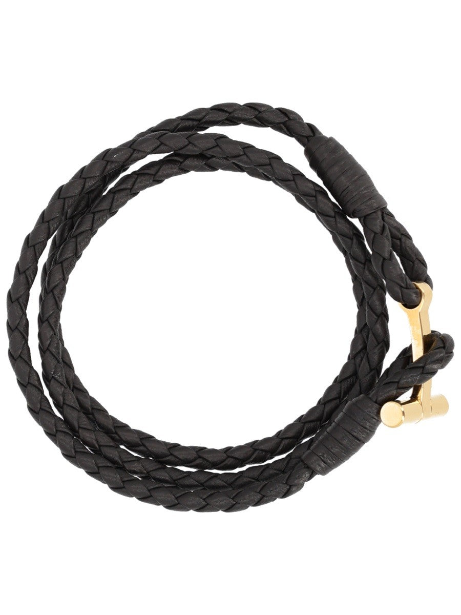 Tom Ford Men's Leather Woven Bracelet Brown