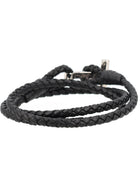 Tom Ford Men's Leather Woven Bracelet Black, view 2