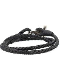Tom Ford Men's Bracciale in Pelle Intrecciata Black
