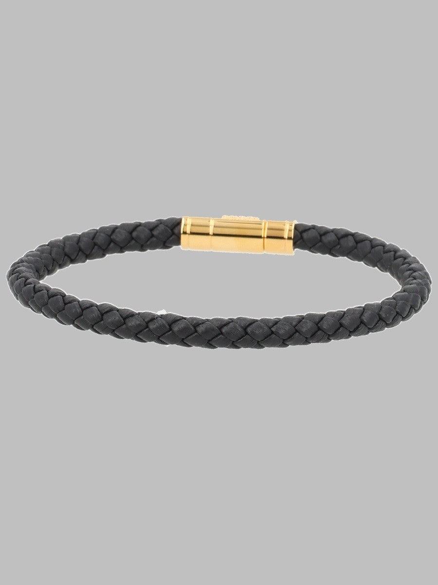 Tom Ford Men's Bracciale in Pelle Intrecciata Black