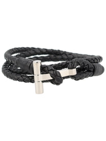 Tom Ford Men's Bracciale in Pelle Intrecciata Black