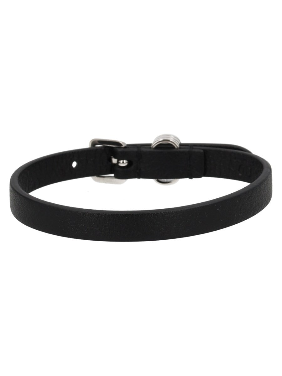 Valentino Men's Bracciale Ovalette in Pelle Black