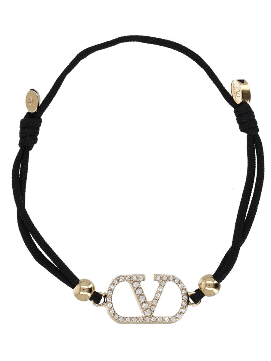 Valentino Women's Bracciale Vlogo Signature Con Strass Black