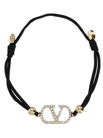 Valentino Women's Bracciale Vlogo Signature Con Strass Black