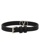 Valentino Men's Leather Vlogo Signature Bracelet Black, view 2