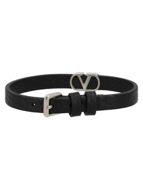 Valentino Men's Bracciale Vlogo Signature in Pelle Black