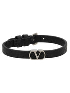 Valentino Men's Leather Vlogo Signature Bracelet Black