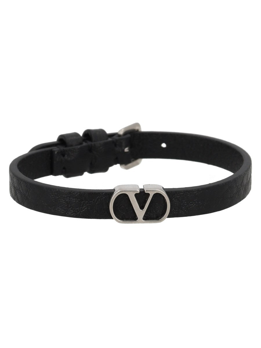 Valentino Men's Bracciale Vlogo Signature in Pelle Black