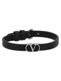 Valentino Men's Bracciale Vlogo Signature in Pelle Black