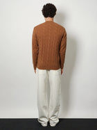 Ami Paris Men's Braided Knit Wool Sweater Beige, view 4