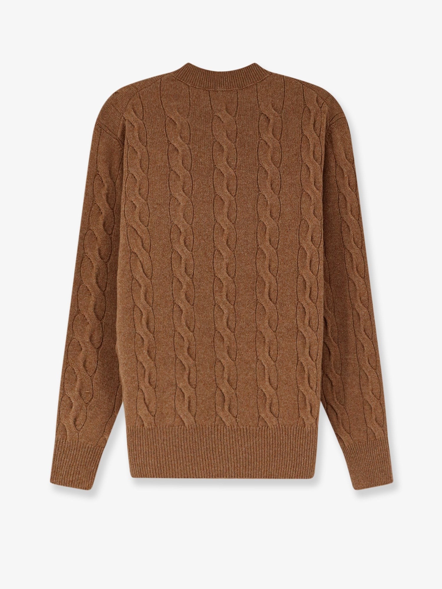 Ami Paris Men's Braided Knit Wool Sweater Beige