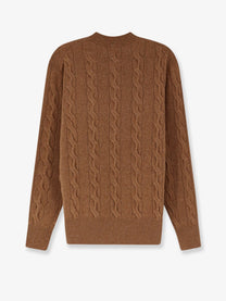 Ami Paris Men's Braided Knit Wool Sweater Beige