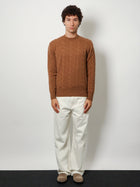 Ami Paris Men's Braided Knit Wool Sweater Beige, view 3