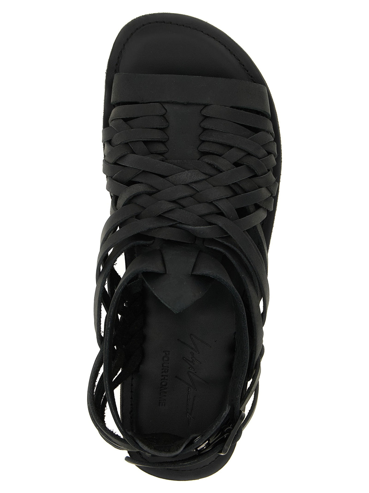 YOHJI YAMAMOTO Braided Leather Sandals Black, view 4