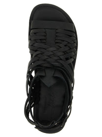 YOHJI YAMAMOTO Braided Leather Sandals Black, view 4