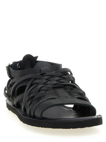 YOHJI YAMAMOTO Braided Leather Sandals Black, view 2