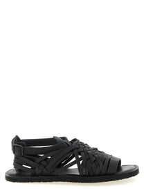 YOHJI YAMAMOTO Braided Leather Sandals Black