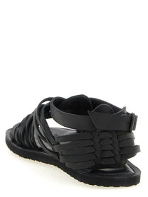 YOHJI YAMAMOTO Braided Leather Sandals Black, view 3
