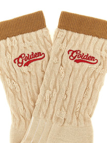 Golden Goose Braided Socks Beige