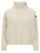 Yves Salomon Braided Sweater White