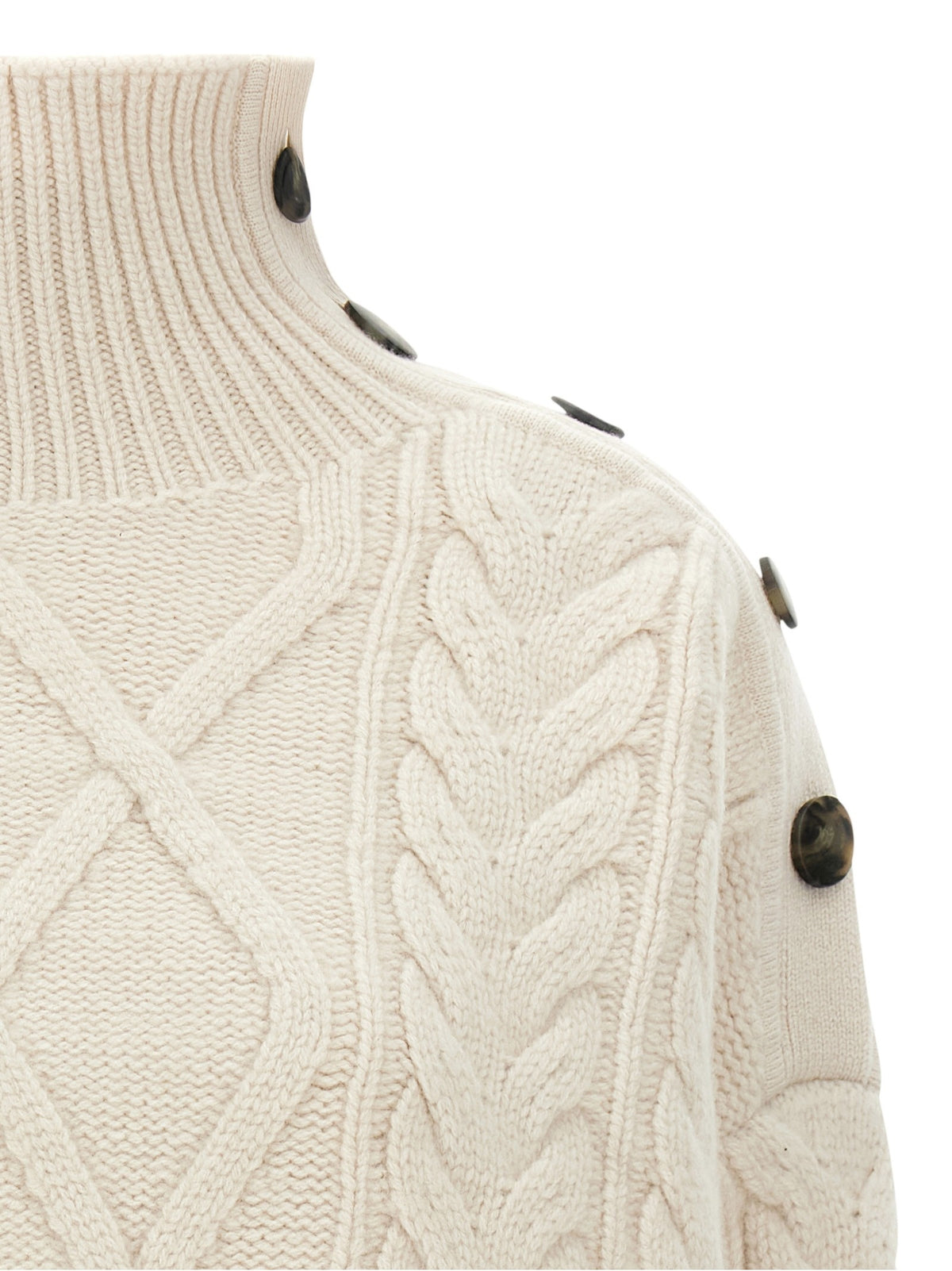 Yves Salomon Braided Sweater White, view 3