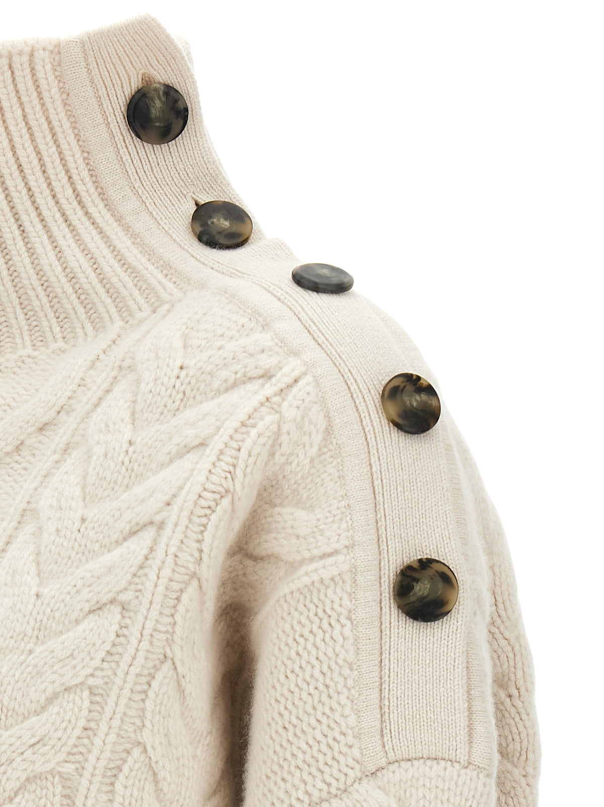 Yves Salomon Braided Sweater White, view 5
