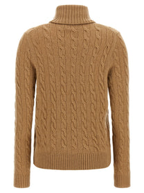 Polo Ralph Lauren Braided Turtleneck Sweater Beige