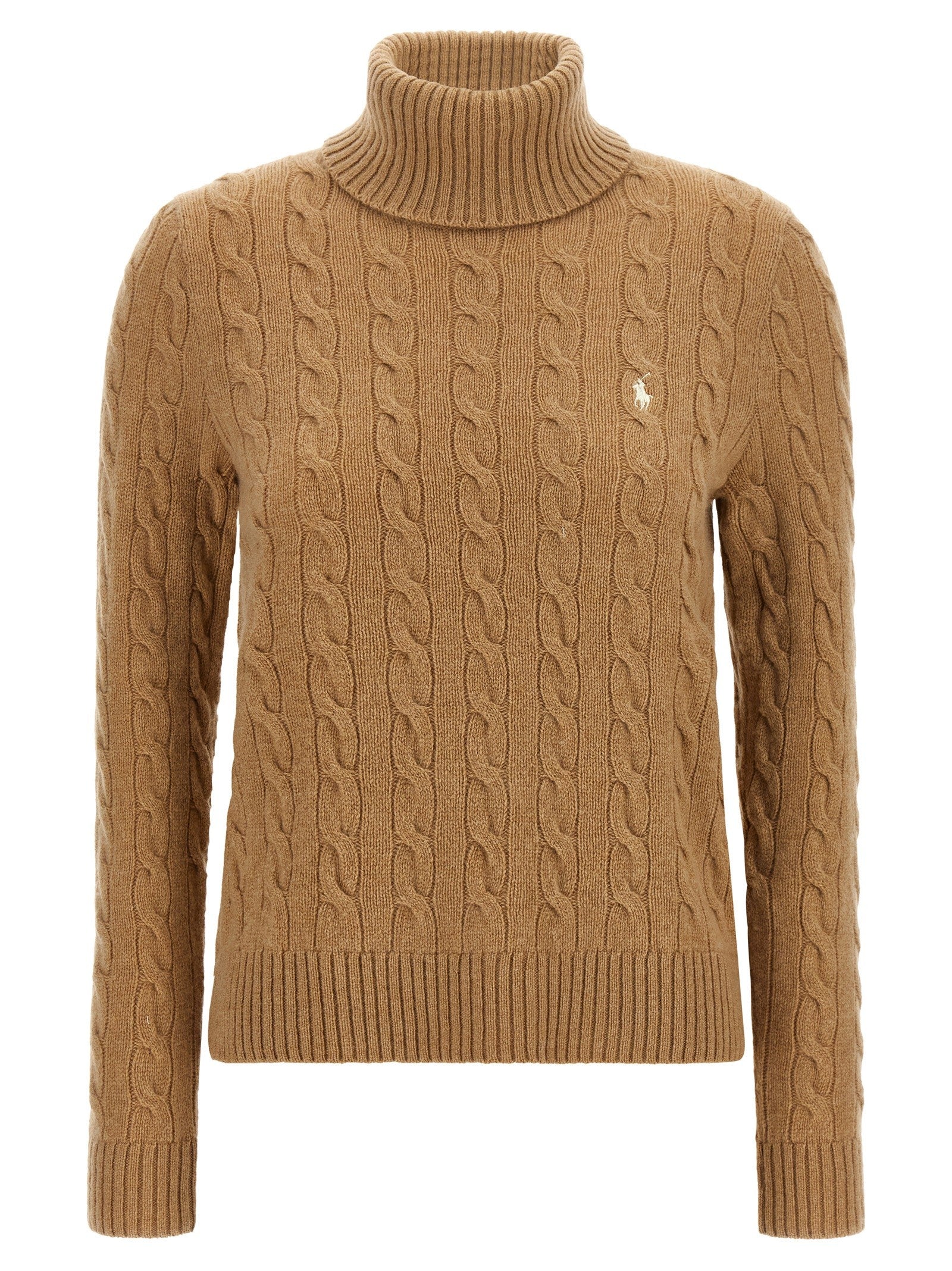 Polo Ralph Lauren Braided Turtleneck Sweater Beige