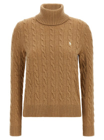 Polo Ralph Lauren Braided Turtleneck Sweater Beige