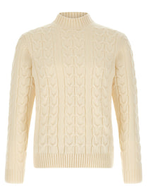 Zanone Braided Turtleneck Sweater White