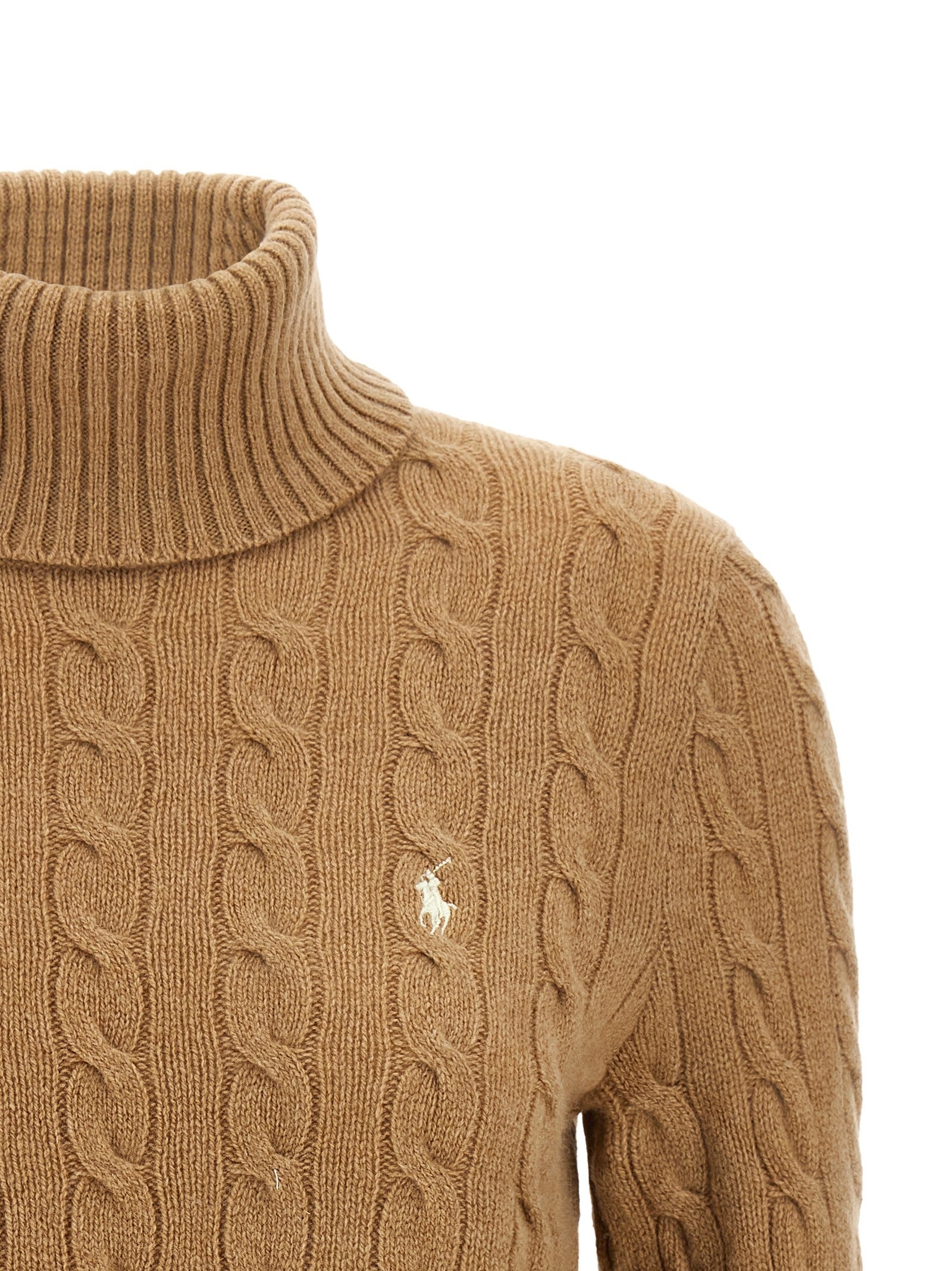 Polo Ralph Lauren Braided Turtleneck Sweater Beige