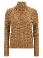 Polo Ralph Lauren Braided Turtleneck Sweater Beige