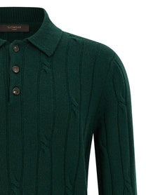 Zanone Braided Wool Polo Shirt Green
