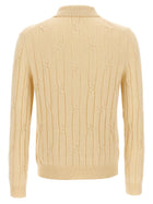 Zanone Braided Wool Polo Shirt Beige, view 2