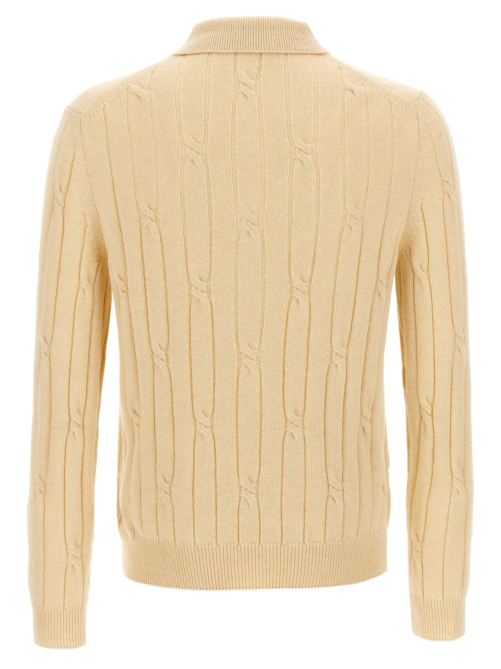 Zanone Braided Wool Polo Shirt Beige