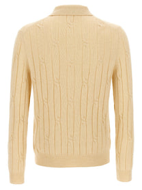 Zanone Braided Wool Polo Shirt Beige