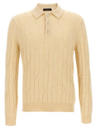 Zanone Braided Wool Polo Shirt Beige