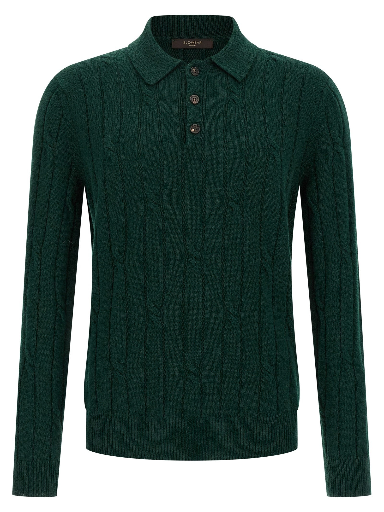 Zanone Braided Wool Polo Shirt Green
