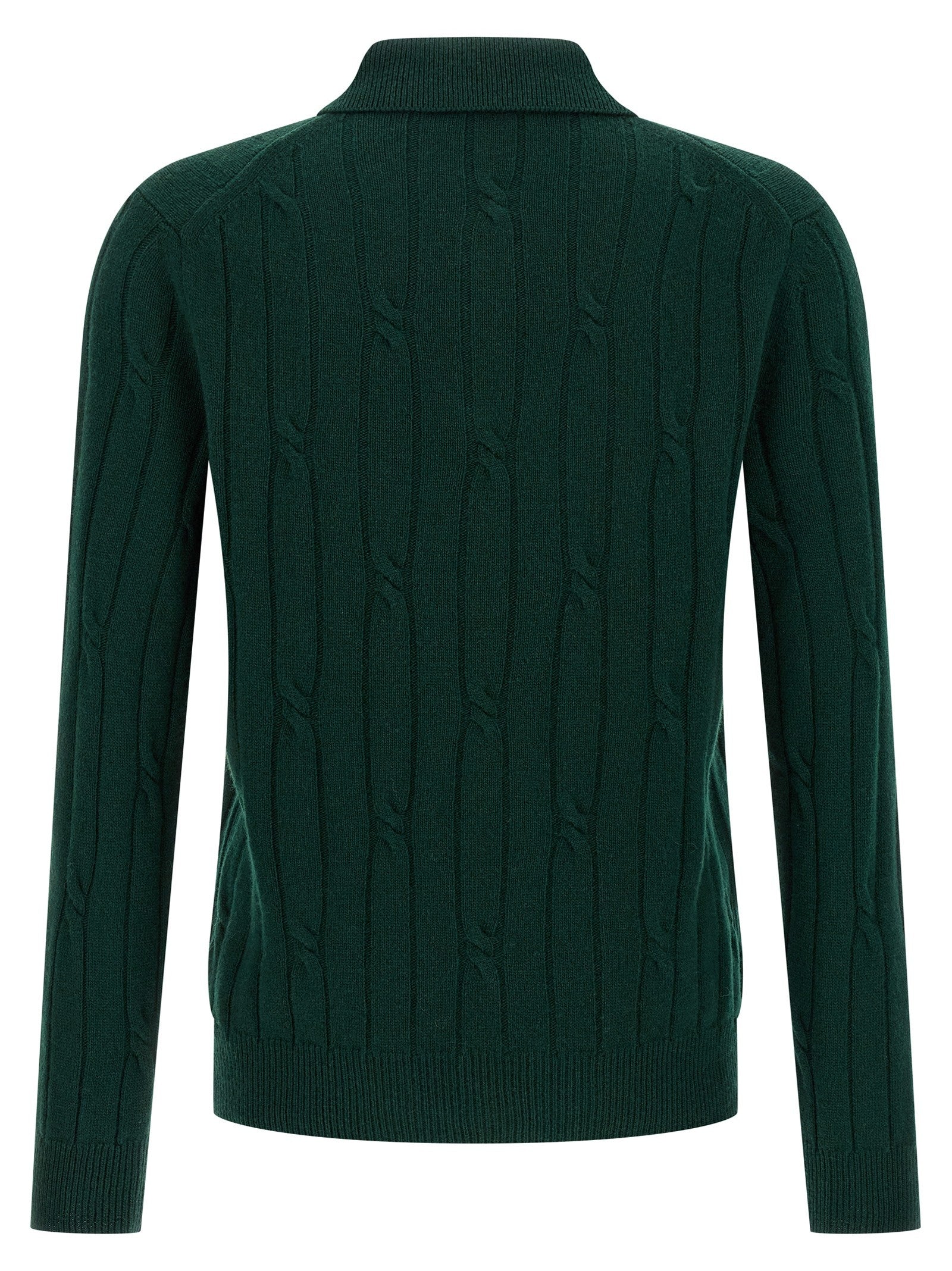 Zanone Braided Wool Polo Shirt Green
