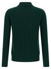 Zanone Braided Wool Polo Shirt Green