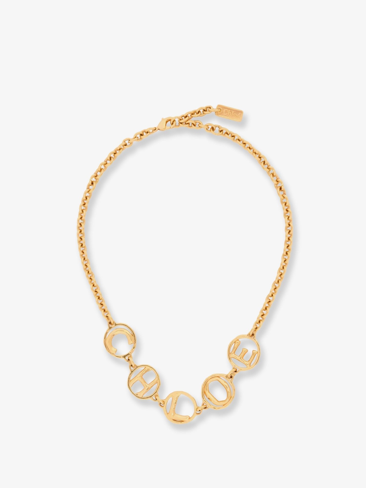 Chloé Women's Brass Script Necklace Gold
