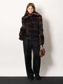 Fendi Women's Brown Backed Sheepskin and Nappa Jacket Orange